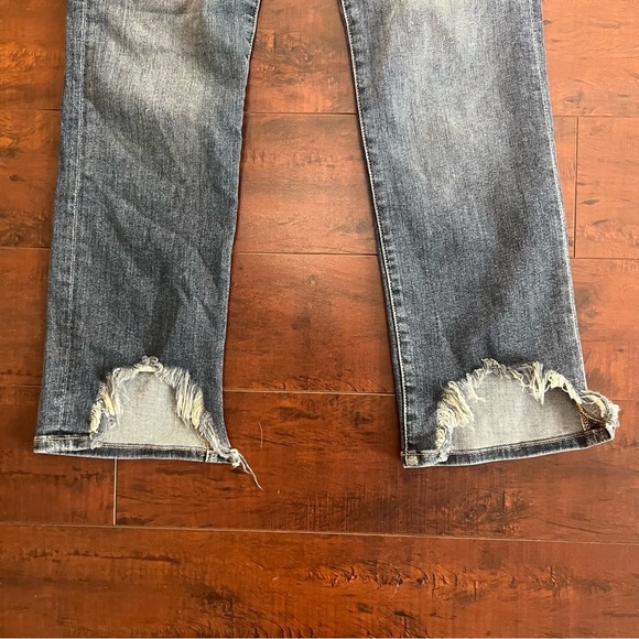 FRAME Denim Le High Straight Jeans Chewed Hem Rue Distressed Size 25 - Picture 4 of 12